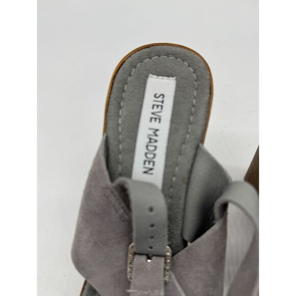 Steve Madden Womens Suede Platform Wedge Sandals Size 8 Grey Crisscross Strap - Picture 2 of 12